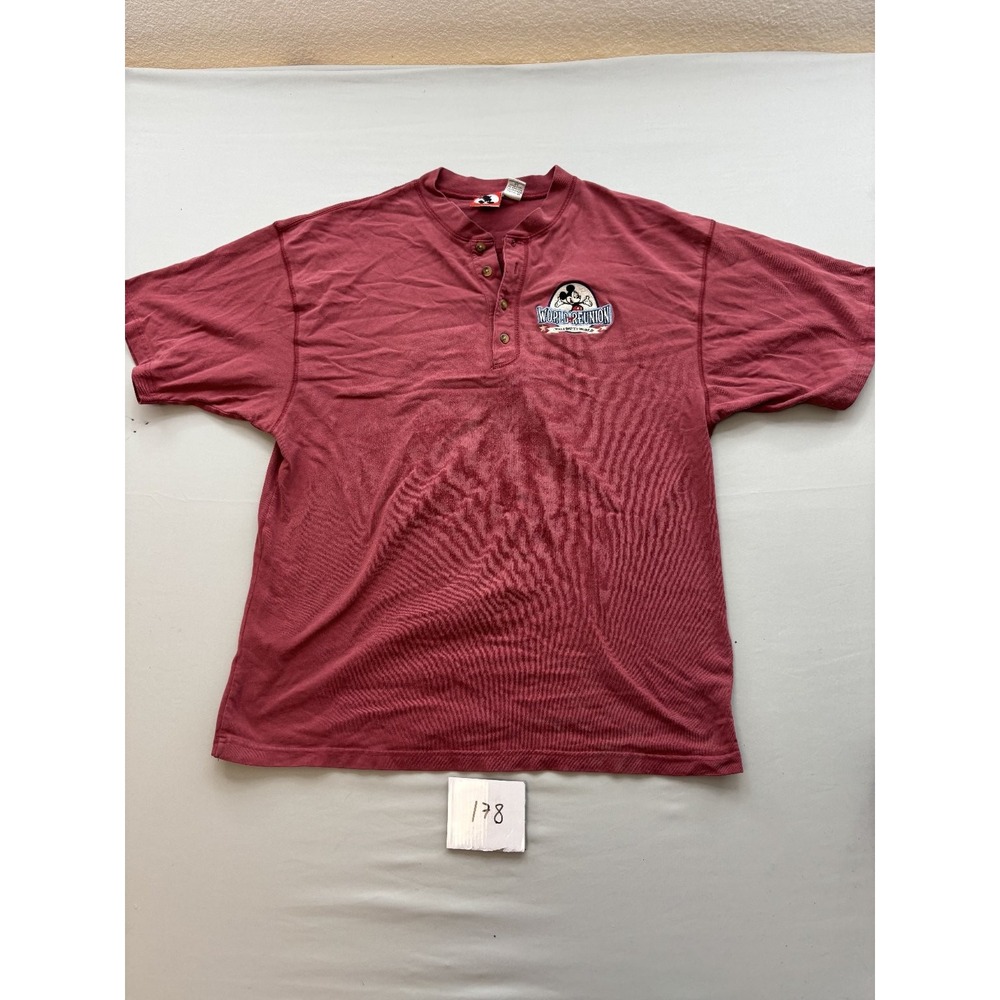 Vintage Mickey Inc Walt Disney World Reunion Henley T-Shirt Mens XL Faded Red
